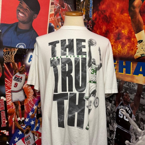 Vintage Paul Pierce The Truth Boston Celtics Majestic NBA Basketball Tee Sz 2XL